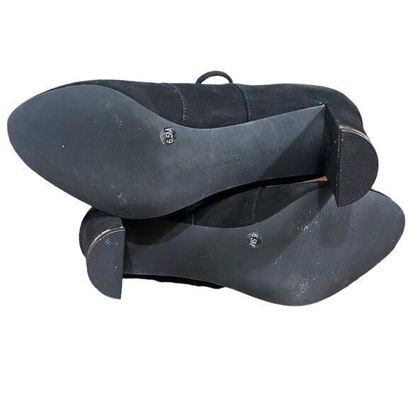 Alfani Prima Binddi Lace Up Pumps Block Heel Black Suede SZ 6.5 Whimsigoth Vamp - Picture 3 of 10